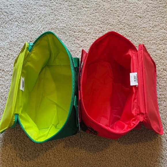 Trader Joes Mini Insulated tote Bags Set Of 2 - 1 Red & 1 Green - Picture 3 of 3